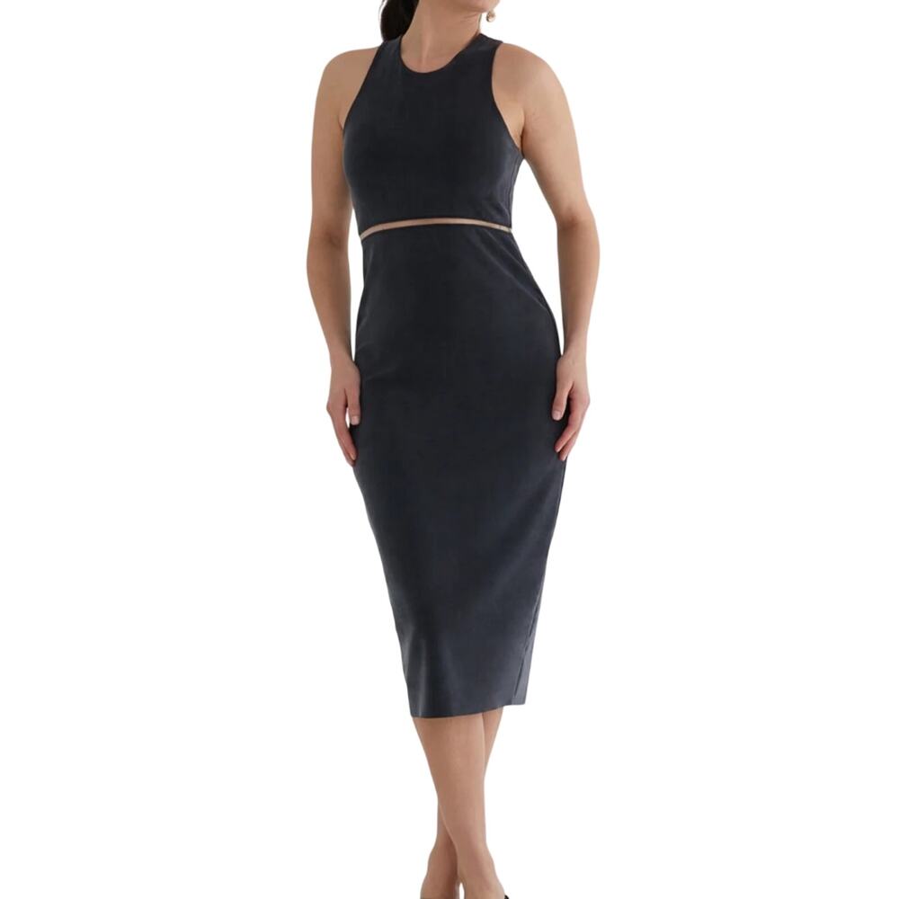 Kada NWT The Sculpt Racerback Midi Dress Sleeveless Shift Charcoal Size XS